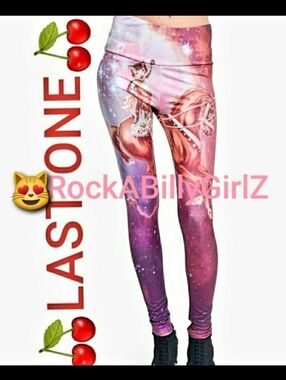 Too Fast Galaxy Cat Riding Horse in Space Two Sided Leggings Pants by Momothecat